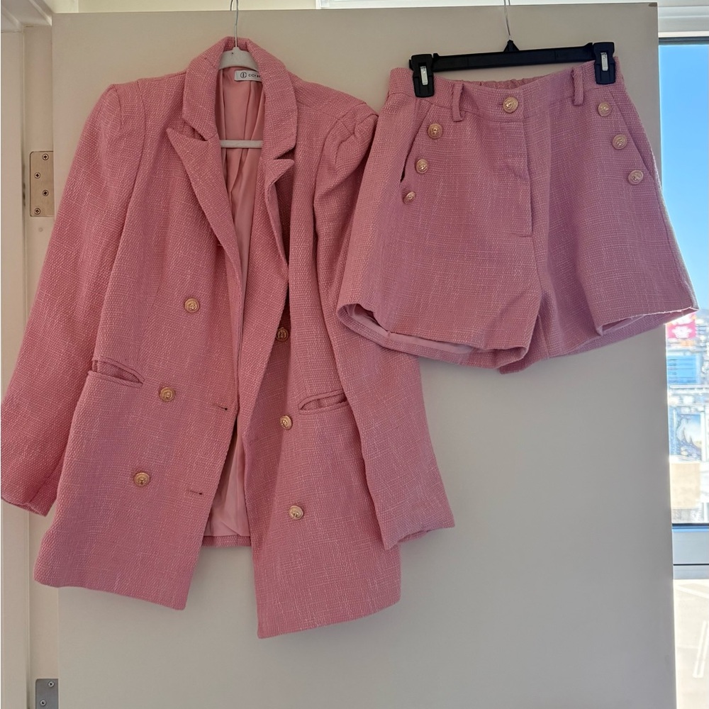 Pink Blazer and Shorts Set